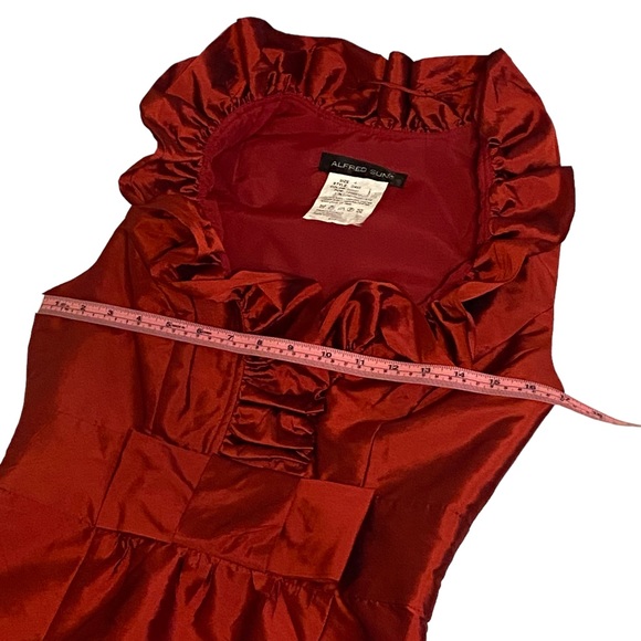 Alfred Sung Garnet Ruffle Halter Neck Sleeveless Midi Cocktail Dress women’s SZ4 - Picture 7 of 13